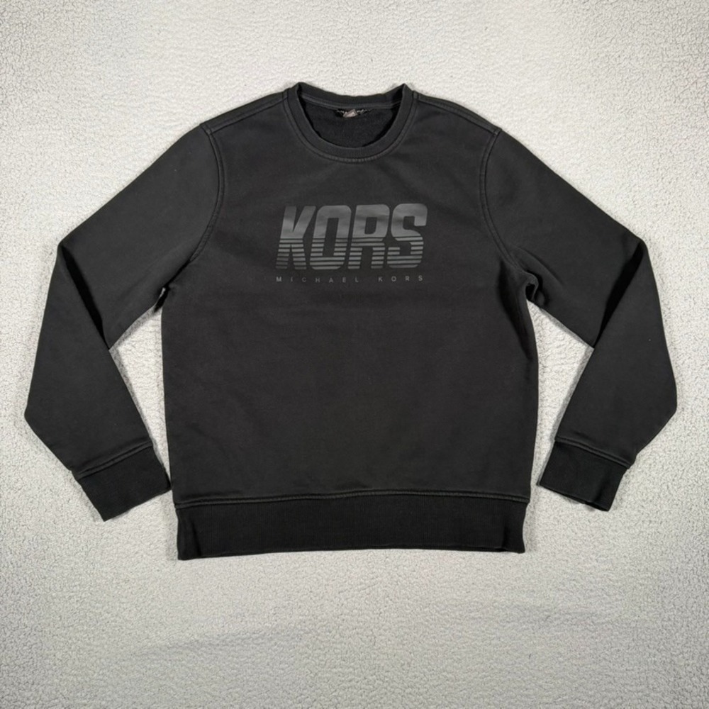 Michael Kors Sweater Mens Large Black Pullover 100% Cotton Casual Preppy Logo
